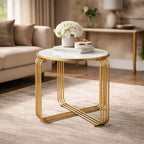 Sleek Designer Golden Metal Finish Side Table