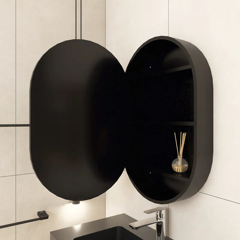 Sleek & Durable Oval Bathroom Cabinet Wall Mirror