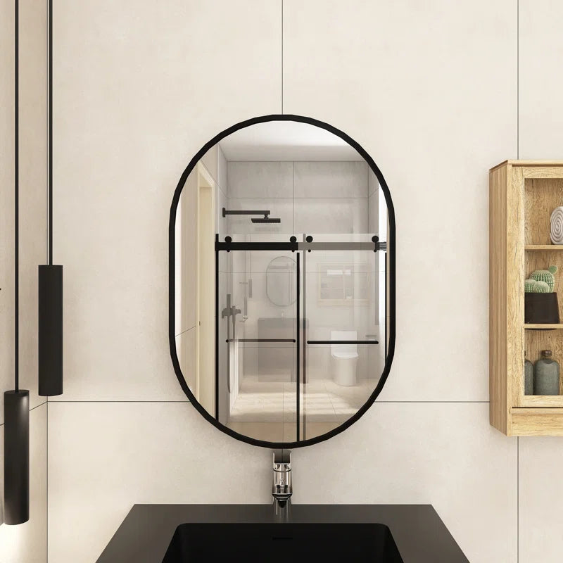 Sleek & Durable Oval Bathroom Cabinet Wall Mirror