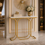 Sleek Entryway Elegance Rectangular White Marble Console Table
