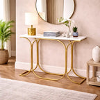 Sleek Entryway Elegance Rectangular White Marble Console Table