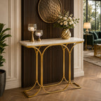 Sleek Entryway Elegance Rectangular White Marble Console Table