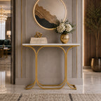 Sleek Entryway Elegance Rectangular White Marble Console Table