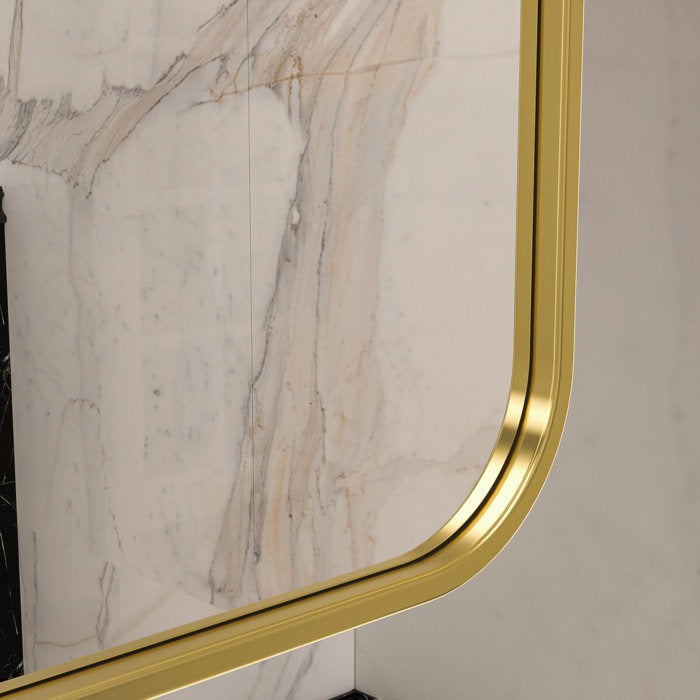 Sleek Golden Edge Mirror Cabinet with Storage Shelves
