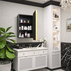Sleek Golden Edge Mirror Cabinet with Storage Shelves