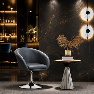Sleek Grey Swivel Bar Chair with Padded Cushion