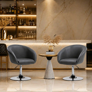 Sleek Grey Swivel Bar Chair with Padded Cushion