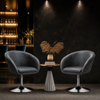 Sleek Grey Swivel Bar Chair with Padded Cushion