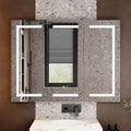 Sleek LED Mirror Cabinet with Tri-Fold Doors and Interior Storage