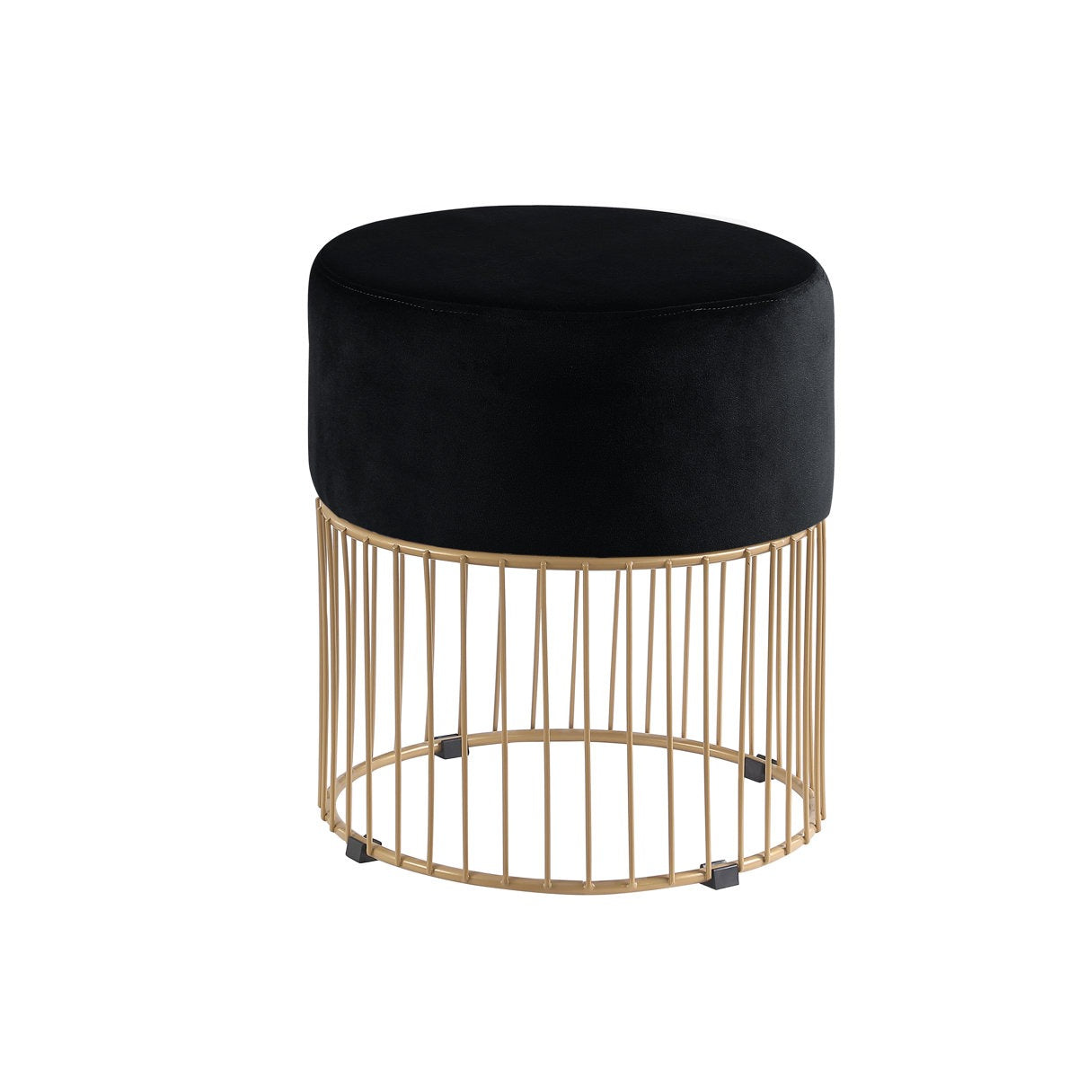 Sleek Rich Black Steel Stool with Luxurious Gold Frame