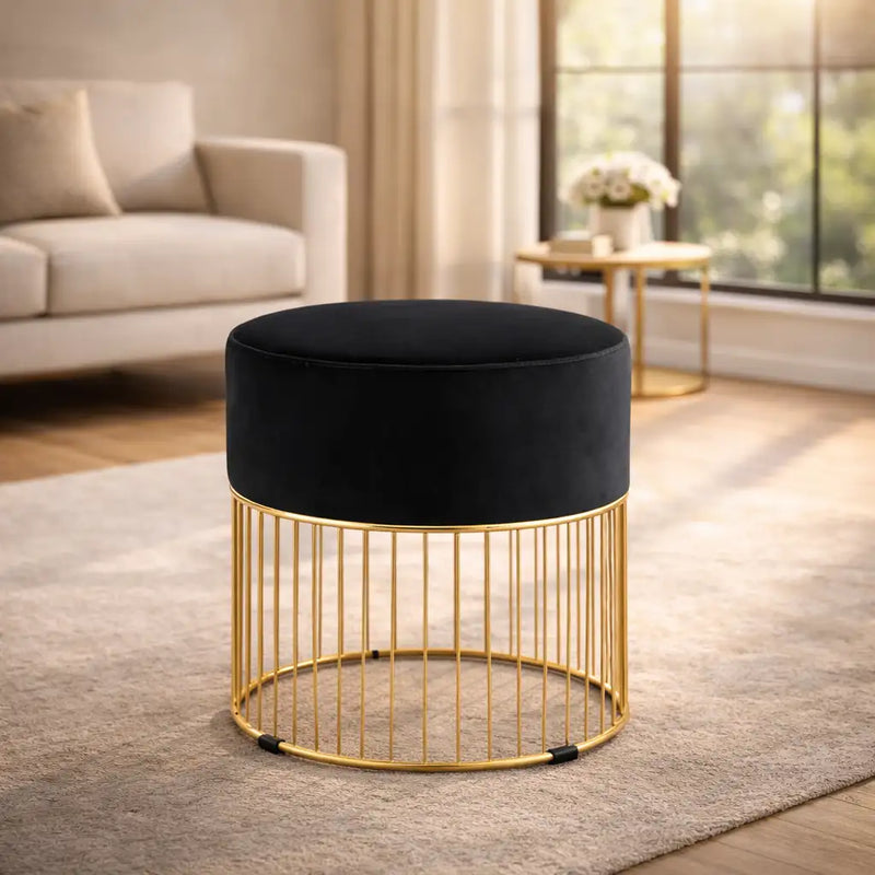 sleek-rich-black-steel-stool-with-luxurious-gold-frame