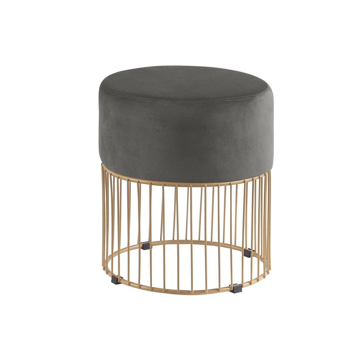 Sleek Rich Grey Steel Stool with Luxurious Gold Frame
