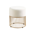 Sleek Rich White Steel Stool with Luxurious Gold Frame