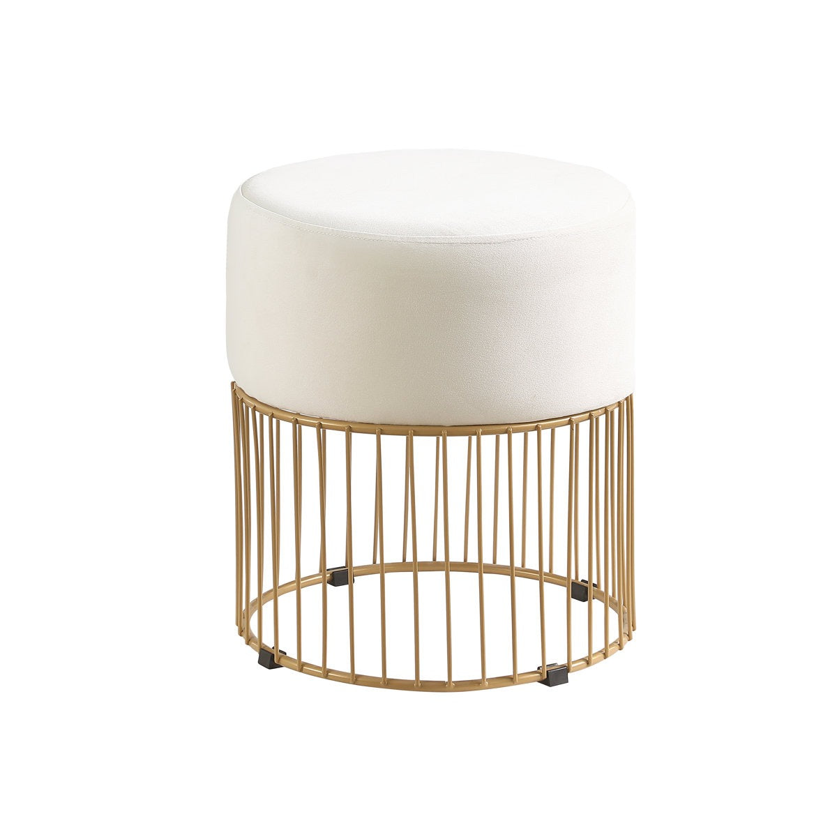 Sleek Rich White Steel Stool with Luxurious Gold Frame