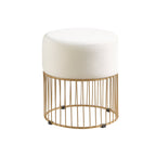 Sleek Rich White Steel Stool with Luxurious Gold Frame