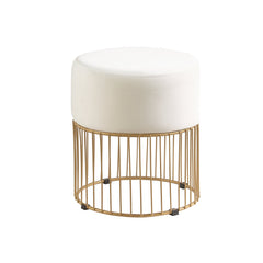 Sleek Rich White Steel Stool with Luxurious Gold Frame