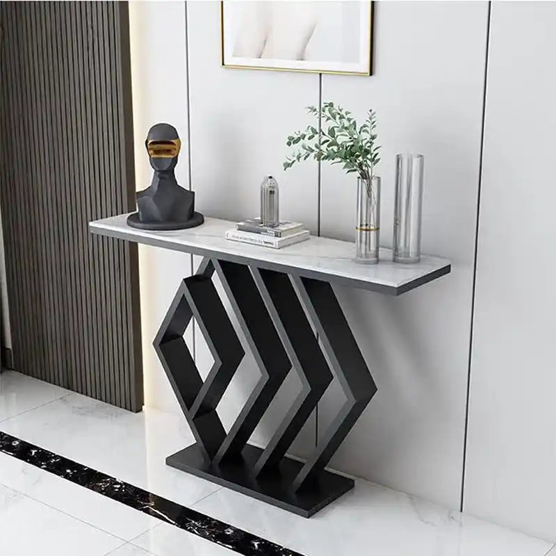 sleek-sophistication-white-marble-black-console-table