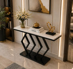 Sleek Sophistication White Marble Black Console Table
