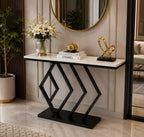 Sleek Sophistication White Marble Black Console Table