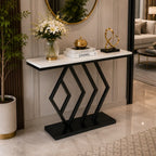 Sleek Sophistication White Marble Black Console Table