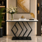 Sleek Sophistication White Marble Black Console Table