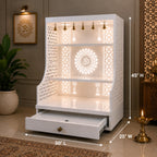Small Home Mandir with Storage and Carved Floral Side Panels