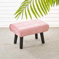 Small Pink Velvet Ottoman Footstool with Black Wooden Legs