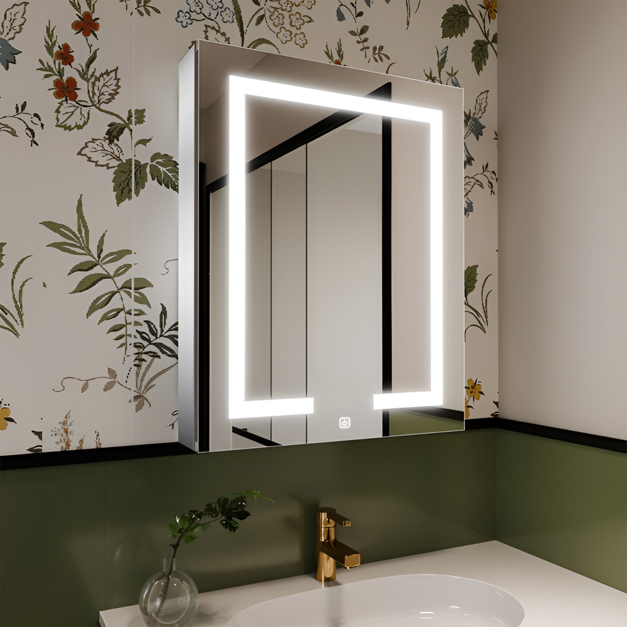 Smart Mirror Cabinet with Backlit Door & Spacious Interior