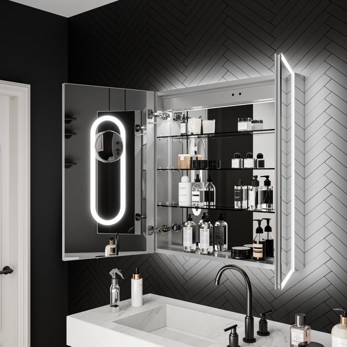 Smart Touch Bathroom Mirror Cabinet with Backlit LED