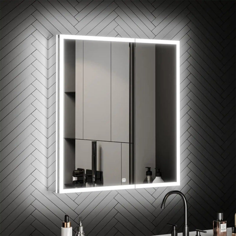 Smart Touch Bathroom Mirror Cabinet with Backlit LED