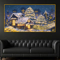 Snow Village Night Scene Crystal Glass Wall Painting for Luxury Decor