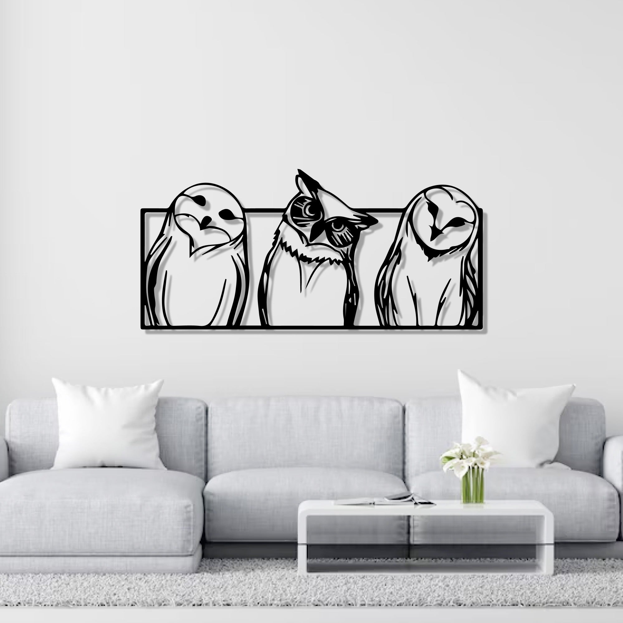 Snowy Owl Modern Design Metal Art Wall Decor