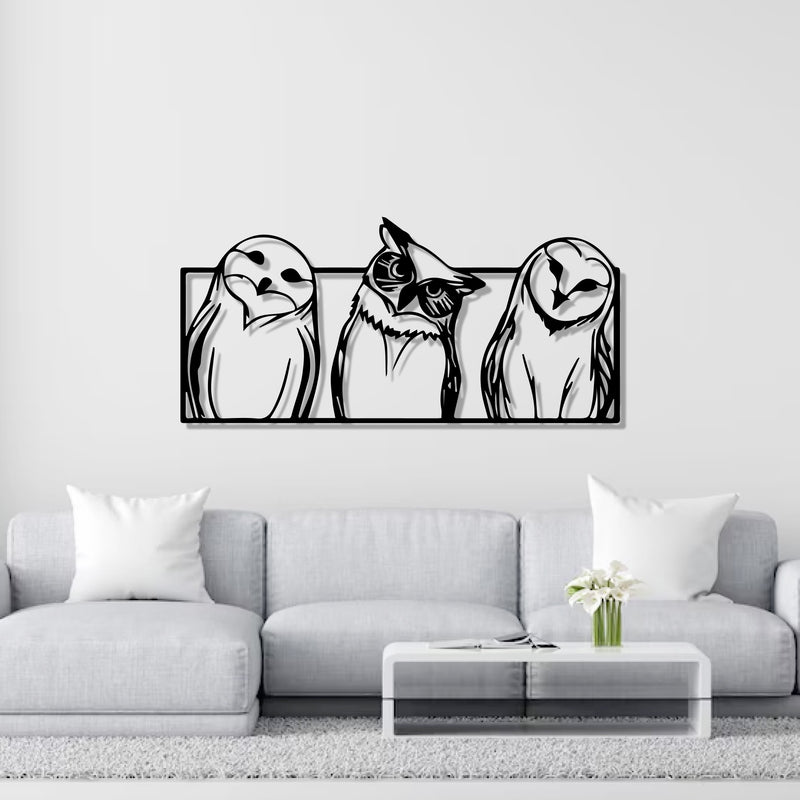 Snowy Owl Modern Design Metal Art Wall Decor