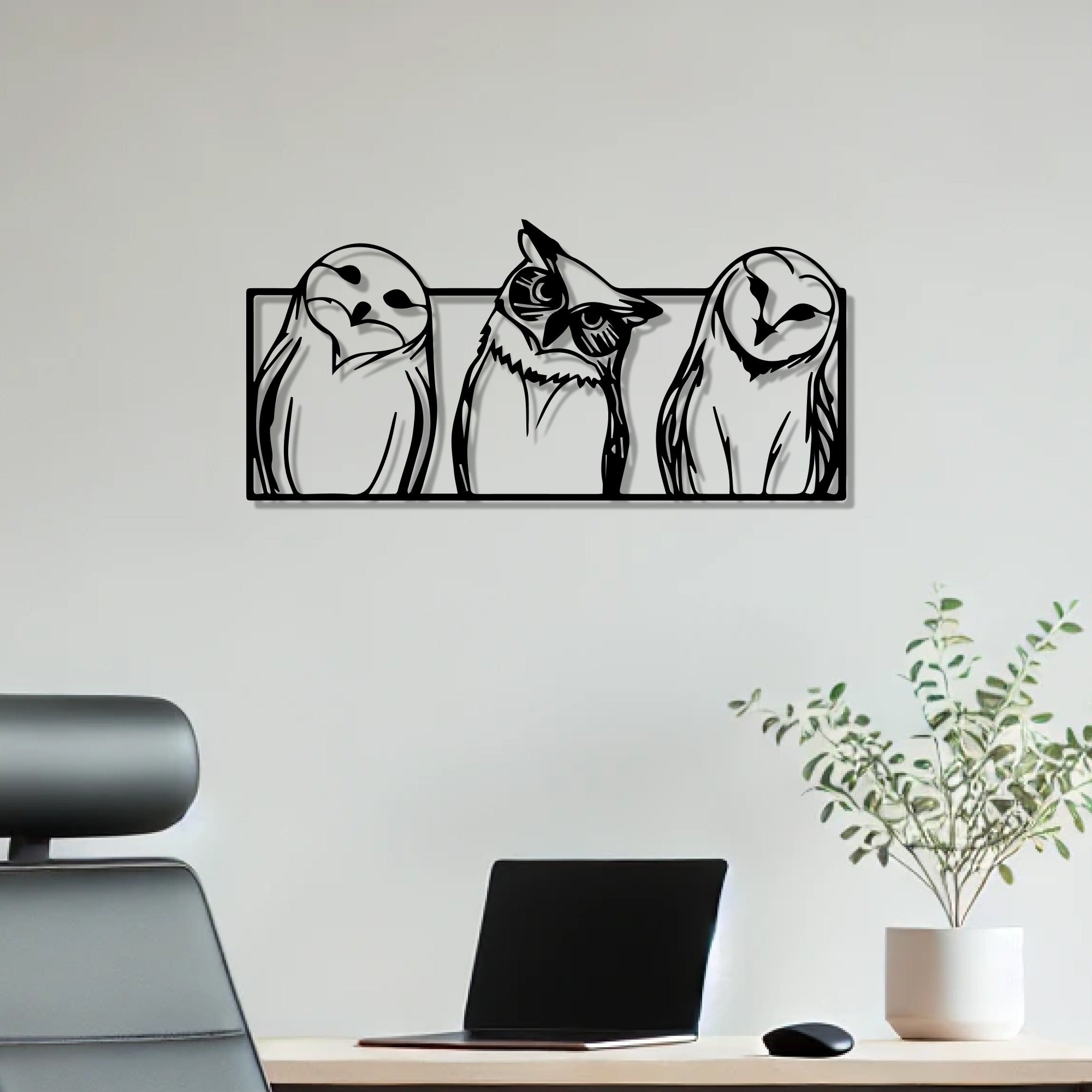 Snowy Owl Modern Design Metal Art Wall Decor