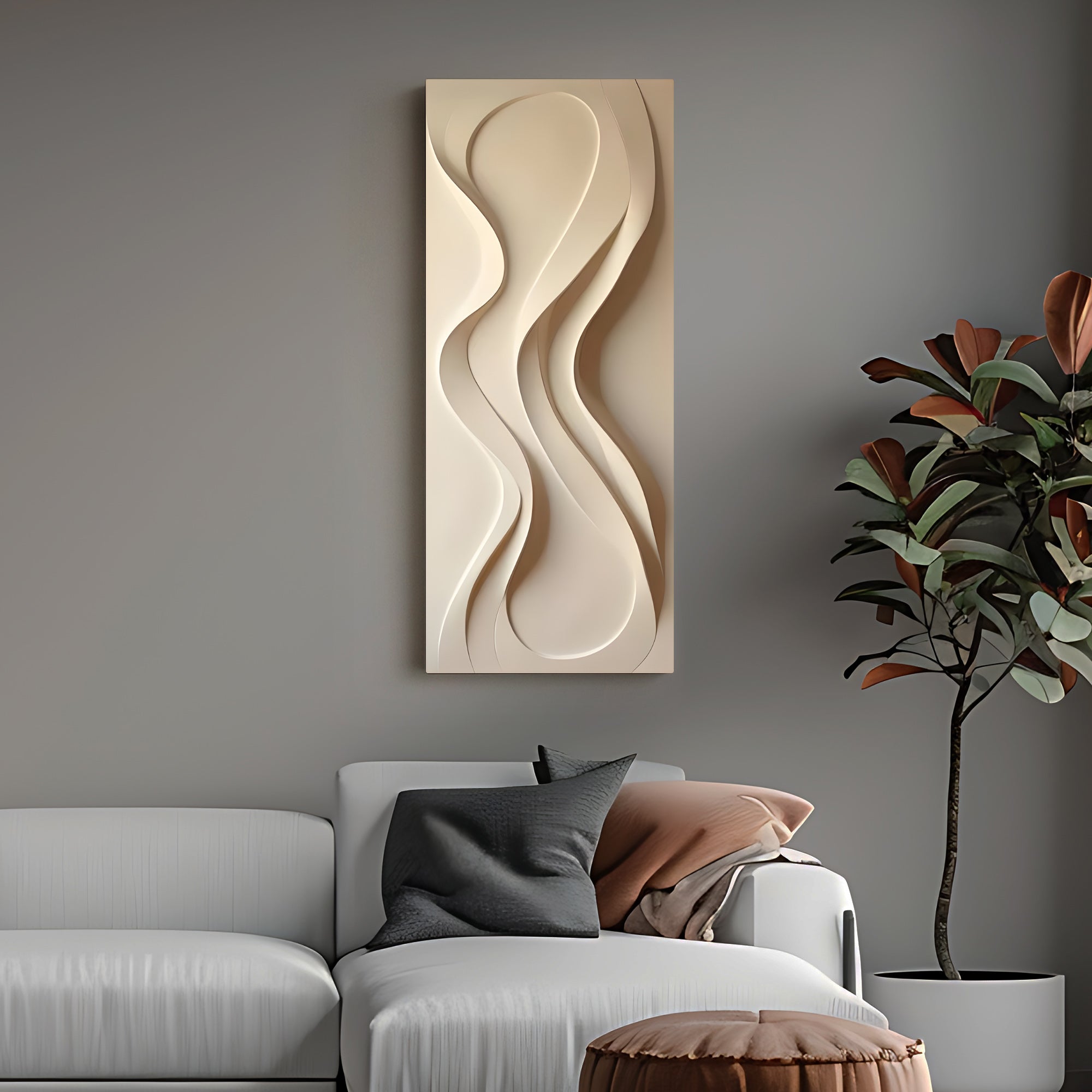 Soft Ripple Textured Fluid Form 3D Wall Art Home Decor