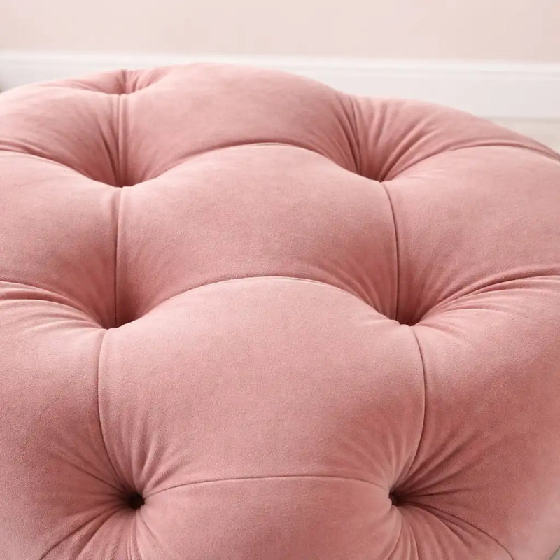 solid-pink-color-square-shaped-artistic-design-tufted-velvet-ottoman