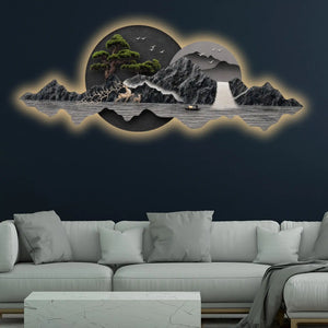 Soothing Nature Scene Crystal Glass Backlit LED Wall Art