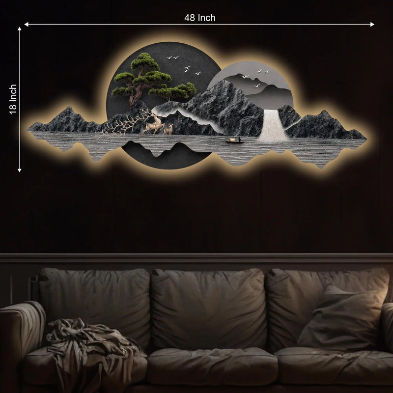 Soothing Nature Scene Crystal Glass Backlit LED Wall Art