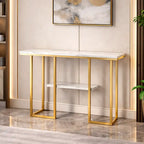 Sophisticated Console Table with Golden Frame and Marble Surface