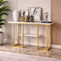 Sophisticated Console Table with Golden Frame and Marble Surface