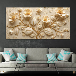 Sophisticated Cream Blossom Botanical 3D Canvas Wall Painting
