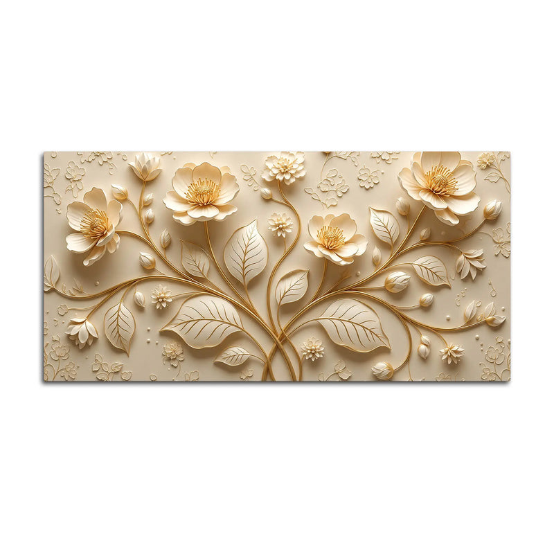 Sophisticated Cream Blossom Botanical 3D Canvas Wall Painting