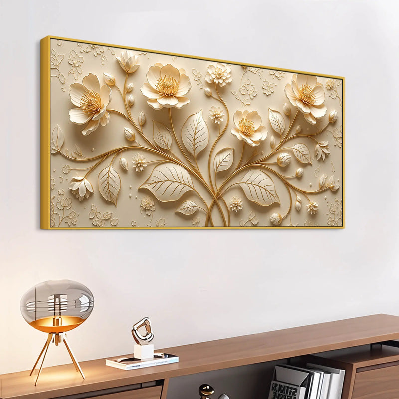 Sophisticated Cream Blossom Botanical 3D Canvas Wall Painting