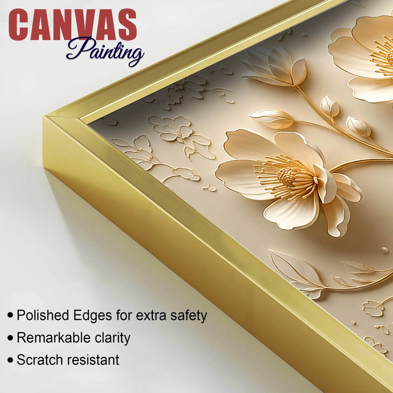 Sophisticated Cream Blossom Botanical 3D Canvas Wall Painting