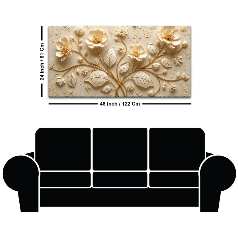 Sophisticated Cream Blossom Botanical 3D Canvas Wall Painting