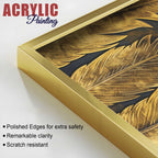 Sophisticated Golden Feathers Acrylic Floating Wall Painting Set of 2