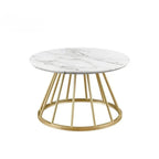 Sophisticated Marble Center Table with Golden Metal Frame