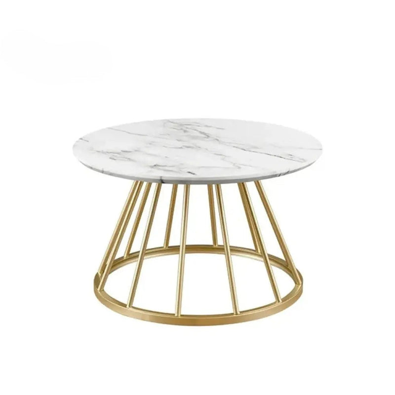 Sophisticated Marble Center Table with Golden Metal Frame