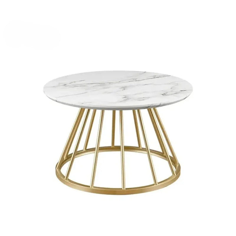 Sophisticated Marble Center Table with Golden Metal Frame