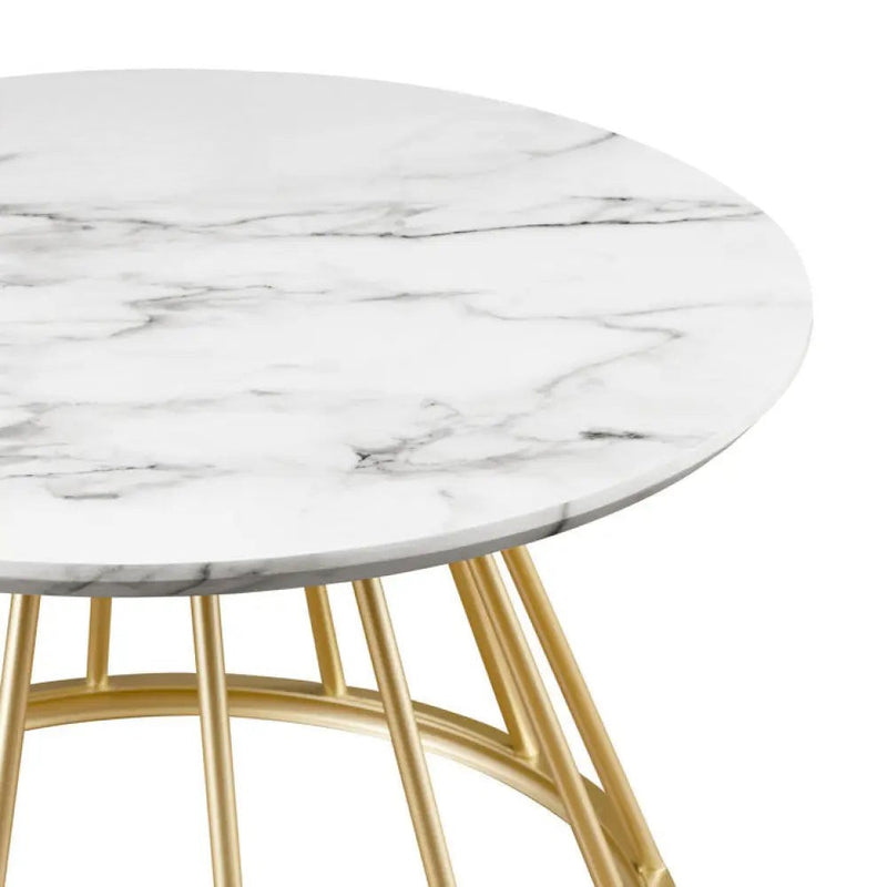 Sophisticated Marble Center Table with Golden Metal Frame